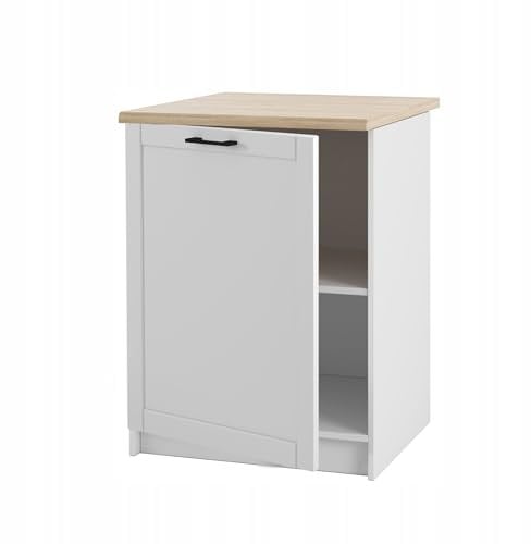 Laclar Unterbauküche mit Arbeitsplatte 60 cm - stehendes Modell - MDF - montierbar Links- oder rechtsseitig - zum Selbstaufbau - mit Arbeitsplatte Eiche Craft Gold K003 – ideal für die Küche