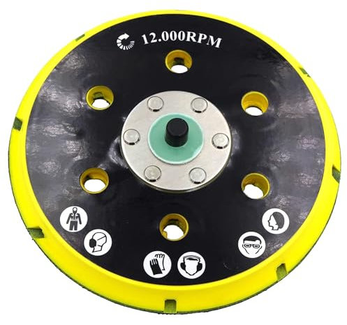 AKbase Schleifteller | 150mm 15 Loch: Gewinde M8, Medium | 1 Stück |Kletthaftung für Exzenterschleifer|