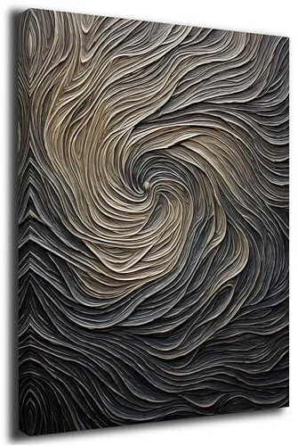 Leinwandbild Dunkel, Abstrakte Kunst, Linien, Gemälde, Museum, Leinwand, Wandbild S-XXL, Deko, Zuhause, Wohnung