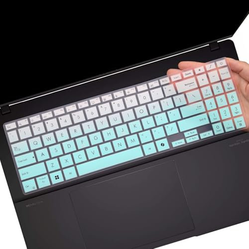 Keyboard Cover Skin for ASUS Vivobook 15 M5506 S5506 S5507 S5507QA 15.6, VivoBook 18 M1807 M1807HA 18, VivoBook 16 M1607KA M5606 S5606 X1607QA/Vivobook V16 V3607VU V3607VJ 16 inch Laptop -OmbreMint