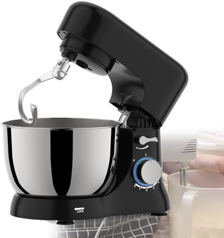 Batteur Sur Socle, Batteur Sur Socle électrique à Tête inclinable à 6 Vitesses de 4,5 QT, Mélangeur D'aliments pour la Pâtisserie, les Gâteaux et la Plupart des Cuisiniers à Domicile,220V1000W