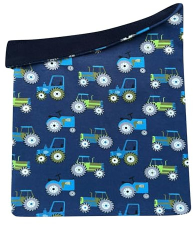 Wollhuhn Kinder Long Loop MAXI WINTER Halswärmer/Schlupf-Schal Extra Lang Jungen/Mädchen Viele Motive 20240201 (LL, Fleecefutter) (Trecker Dunkelblau)