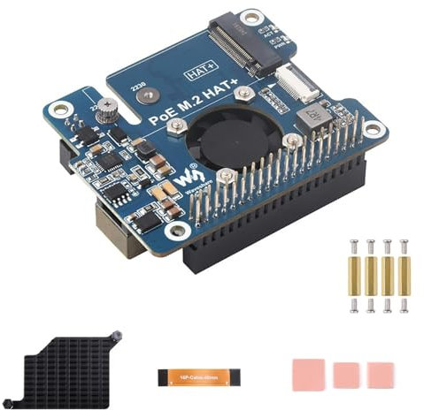 PCIe to M.2 Adapter for Raspberry Pi 5 with PoE Function Supports NVMe Protocol M.2 Solid State Drive Supports 802.3af/at High-Speed Reading/Writing Fits Raspberry Pi 5 PoE HAT