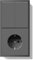 BSEED Interruptor de Luz 2 Gang 1 Vía con Enchufe Empotrado, Interruptores de Pared Enchufe Schuko Moderno con Marco de PC, Interruptor de Botón con Abrazaderas de Cable y Ggarras, Gris
