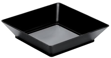 Monouso | 25 Mini Platos para Aperitivos Reutilizables, 6,5x6,5cm, 45ml, Color Negro, Degustación, Catering, Eventos, 125 usos. Apto lavavajillas, Reciclable.