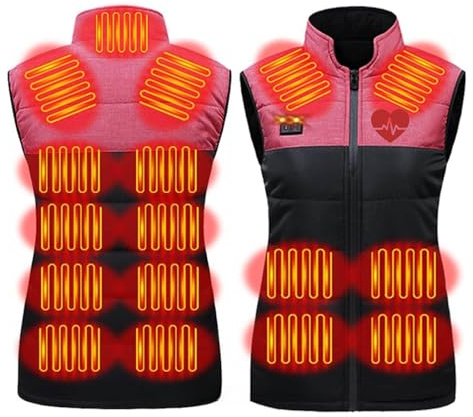2024 Veste Chauffant Homme Femme, Gilet Chauffante, Tissu Polaire Réversible Lavable en Machine, 17 Zones de Chauffage, 3 Niveaux de Chauffage pour le Travail en Plein Air en Hiver, Ski, Chasse Motos