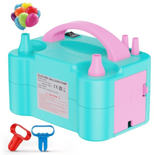 110V 600W Portable Electric Balloon Pump with Double Nozzle Blue