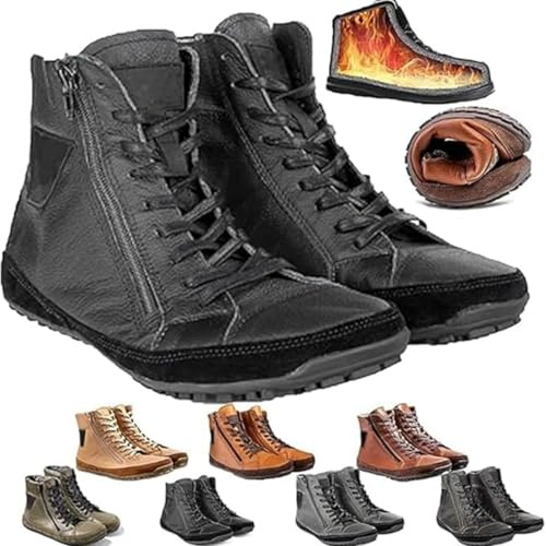 Giurui Magic Shoes, Magic Shoes Uomo, Antiscivolo & Impermeabile Inverno Barefoot Scarpe Uomo, Stivali Barefoot Inverno Alaskan, Calore Stivaletti antiscivolo alla caviglia, Nero , 42 1/3 EU