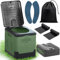 SaiXuan Toilette Portable – 25L Capacité, Supporte Jusqu’à 150KG, WC Portable avec 24 Sacs Jetables, Sac de Transport & Coussin, pour Camping, Randonnée, Camping-Car (Vert militaire)