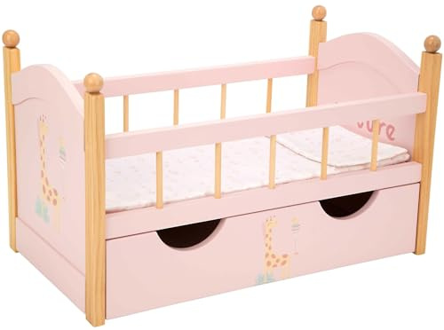 ARIAS-Cama de Madera con cajón de la colección Nature. Incluye una Almohada y Colcha a Juego. Medidas: 52,5x29,50x32 CM. Juguete Niños +3 años (ARI21584)