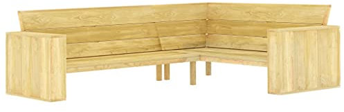 LVHUIDEH Gartenbank aus Holz, Eckbank mit Rückenlehne und Armlehne, wetterfest Parkbank, Lamellendesign Balkonbank, Sofabank für Garten Balkon Terrasse, 239 x 164,5 x 76 cm
