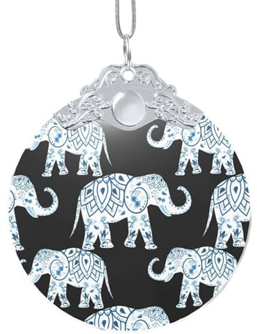 Weihnachtsbaumschmuck mit Elefanten-Aufdruck, für drinnen und draußen, festliche Geschenke, Glasanhänger, Metall, Souvenir