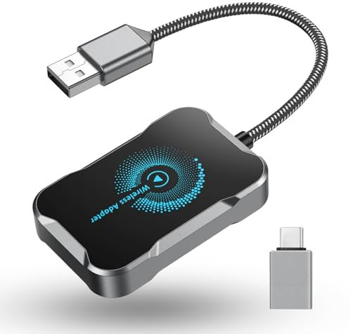 CILIENG Adattatore Wireless CarPlay per auto con Android 11+ e iOS 10+ i Phone, USB C/A, nero