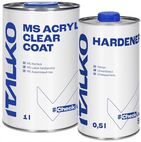 ITALKO Klarlack MS Set 2K – Acryllack + Härter im Mischverhältnis 2:1 – hochglänzend, kratzfest, UV-beständig – Autolack für Karosserie Reparatur, in 1,5L oder 7,5L Gebinde