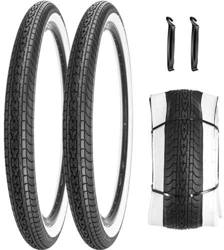 26 Zoll Fahrradreifen 26 x 2,35 59-559 Faltwulst Kompatibel mit 26 x 2,25 26 x 2,30 26 x 2,35 26 x 4,0 Hybrid Rennrad Fahrrad Reifen (Schwarz mit weißer Seitenwand)