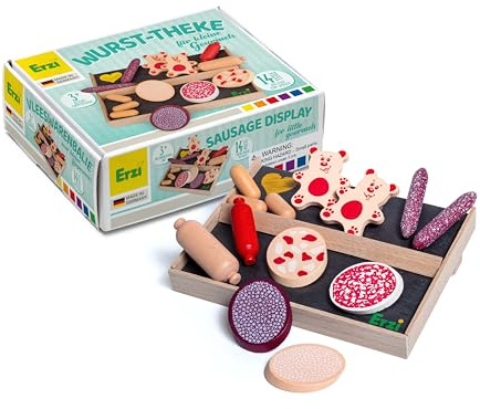 Erzi 10105 Wurst-Theke aus Holz, Kaufladenspielzeug für Kinder | Kaufmannsladen, Rollenspiele, Kreative Spielwelten gestalten