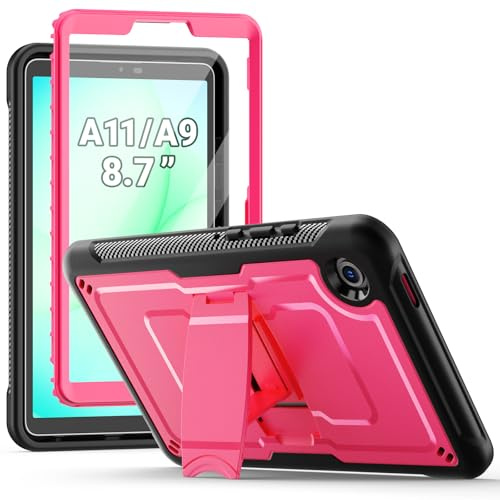 SEYMAC Cover per Samsung Galaxy Tab A11/A9-8,7 Pollici 2025/2023, Fucsia | Custodia Antiurto con Supporto Integrato e Pellicola Protettiva, Protezione Totale per Lavoro, Outdoor e uso quotidiano