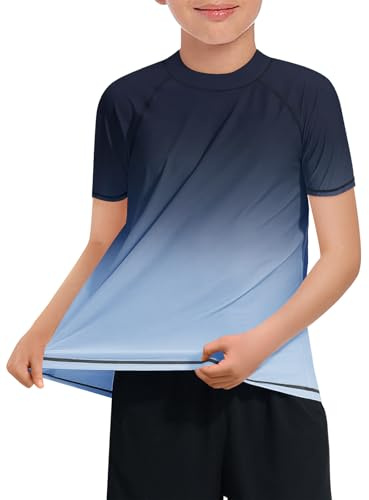 Haloumoning Badeshirt Jungen UV Shirt Kinder UPF 50+ | Schnelltrocknend, Kurzarm, Rashguard, Schwimmshirt, Boardshirt, Badeanzug, Sommer, Strand, T-Shirt