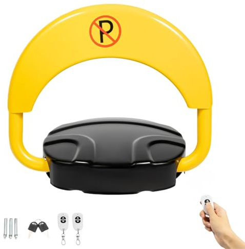 Charocean Klappbar Parkplatzsperre Elektrisch Parkplatzsperre mit Fernbedienung, Private Parkplatzsperren, IP67 Outdoor, Legierter Stahl 2T, Alarm 50–60 dB, 180° Schwenkarm Antikollision