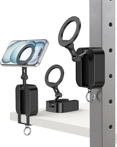A2C Soporte Magnético Móvil Gimnasio con Pinza, para MagSafe, Plegable Multiuso para Gym/Viaje/Escritorio, 360° Ajustable, iPhone 17-12, Samsung Galaxy/Pixel + Anillo Metálico