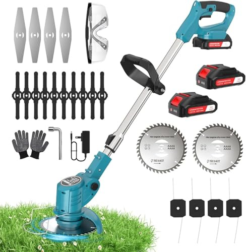 X-cotec Akku Rasentrimmer mit Akku 21V, 800W/60Min, Freischneider mit 4 Arten, Neigbarer Motorkopf, Freischneider Akku mit Ladegerät