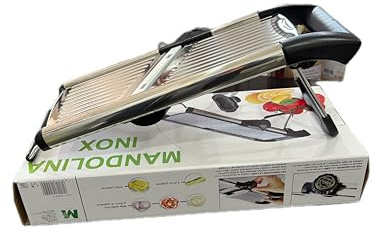 Mandolina in Acciaio Inossidabile, Affettatrice Professionale Multitaglio con Lame Regolabili, Julienne e Fette Perfette per Verdure e Frutta