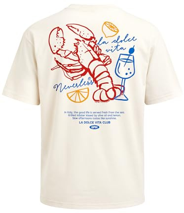 Neverless® Herren T-Shirt - La Dolce Vita Club - Oversized Relaxed Fit Sommer Fashion Streetstyle