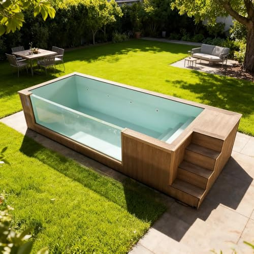 Piscina idromassaggio all'aperto in acrilico - Grande piscina modulare da 5,8 m con oltre 50 getti massaggianti per idroterapia | Pompa integrata e sistema di riscaldamento per tutte le stagioni | Spa