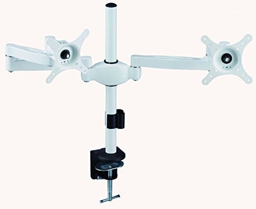 Allcam MDM05 Dual Monitor Arm Stand w/Desk Mount Clamp & Grommet for two 17-27 Screens in White