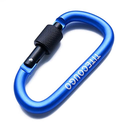 TITECOUGO 4 PCS Aluminum Alloy D-Ring High Strength Carabiner Key Chain Clip Hook For Camping Hiking (Not for Climbing) Blue Black