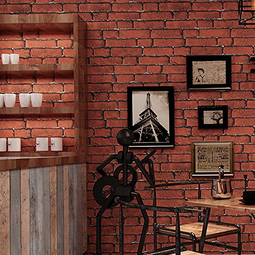 Blooming murale Imitation Mur de brique papier peint mural pour salon Chambre à coucher, 54 carré ft/Rouleau 54 Square Ft/Roll Rouge