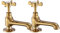 Basin Tap Pair Golden Basin Sink Hot and Cold Taps Gold Cross Handles Bathroom Taps Traditional Bathroom Faucet Vintage Peppermint