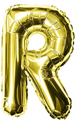 Oblique Unique® Folien Luftballon alle Buchstaben Alphabet ABC Herz Stern in Gold für Geburtstag Jubiläum goldene Hochzeit JGA Party Deko Folienballon - wählbar (Buchstabe R)
