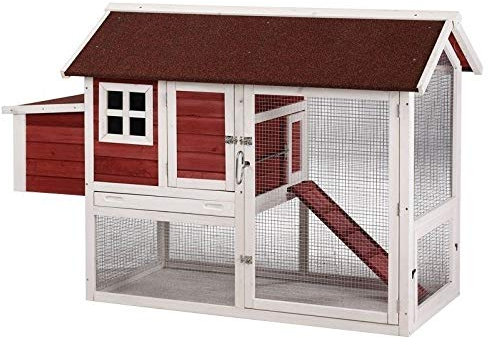 Suinga Hühnerstall aus Holz Budapest 171x81x110 cm - Hühnerhaus Wasserdicht, Geölt, mit 2 Etagen Zwischen Nest und Auslauf