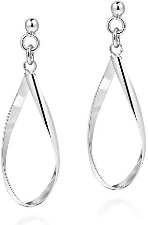 AeraVida Handgefertigte Open Teardrop Twist .925 Sterling Silber Post Dangle Ohrringe
