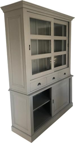 Casa Padrino Shabby Chic Landhaus Stil Schrank Buffetschrank 160cm Grau - Buffet Schrank Esszimmer - Massivholz