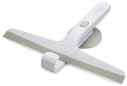 Joseph Joseph EasyStore - Slimline Duschabzieher mit Aufbewahrungshaken für die Duschwand, Abzieher Dusche, Weiß/Grau