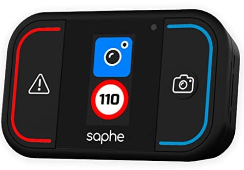 Saphe Drive Mini Dispositivo per le allerte autovelox e accessori auto con display a colori, segnalatore in tutta EU, allerte estese Sistema Tutor, si avvia automaticamente alla partenza via Bluetooth