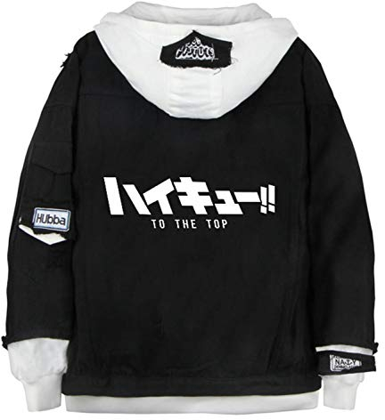 WANHONGYUE Anime Haikyuu Denim Jacket Jeansjacke Damen Herren Hoodie Freizeitjacke Cosplay Kapuzenpullover Sweatshirt Mäntel Schwarz/6 S