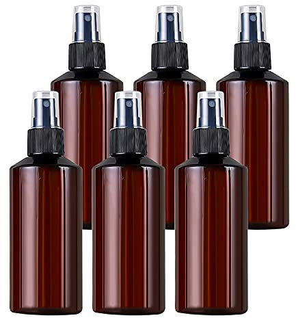 TIANZD 6 Piezas 200 ml Botella de Spray Plástico Vacías Marrón con Bomba en Spray Negro de Niebla Fina Atomizador Pequeño para Perfume Viaje Artículos de Agua Cosmético Alcohol