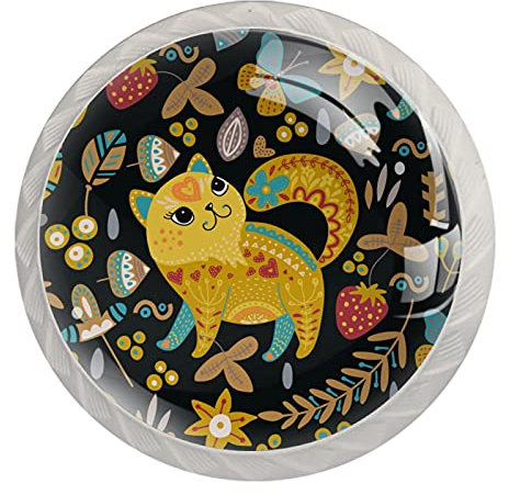 Bouton De Meuble Fantaisie De Chat Bouton De Tiroir 4 Pièces Poignee De Meuble Cristal Bouton De Porte Rond Poignée De Placard Pour Garçons Et Filles 3.5×2.8CM