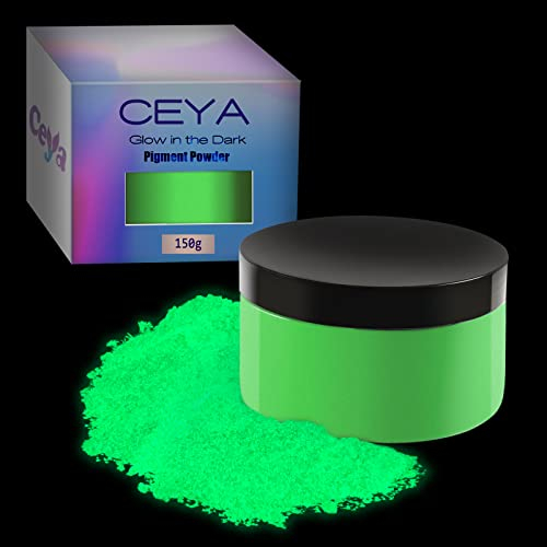 Ceya 150 g Glow in The Dark Pigment Powder, Pigmento luminoso in resina colorata, pigmenti fluorescenti per resina epossidica, melma, vernice acrilica, unghie, belle arte, feste a tema, fai da te,