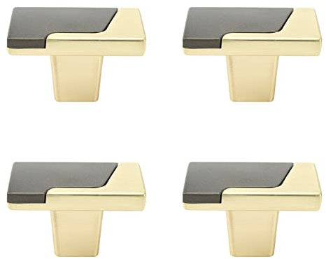 Faotup 4PCS Zinc Alloy Modern Gold Cabinet Knobs,1.57 Length Square Gold Drawer konbs,Gold Dresser Door Knobs,Gold Square Knobs for Cabinets and Drawers,1.57×0.94×1.00