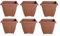 HOMION 30 cm Square Flower Pots Venetian Plastic Garden planter pot container (Terracotta) (6x)