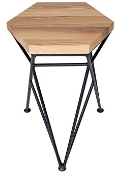 Holtaz Esszimmerstuhl Holzstuhl Küchenstuhl Hocker 35x50 cm aus massivem Eichenholz mit Metallbeinen im Industrie-Design für Küche Esszimmer