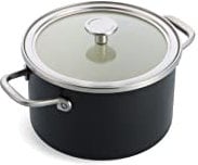 KitchenAid Steel Core Enamel 20 cm/3.7 Litre Casserole with Lid, German Engineered Enamel, Induction, Oven Safe, Matte Black