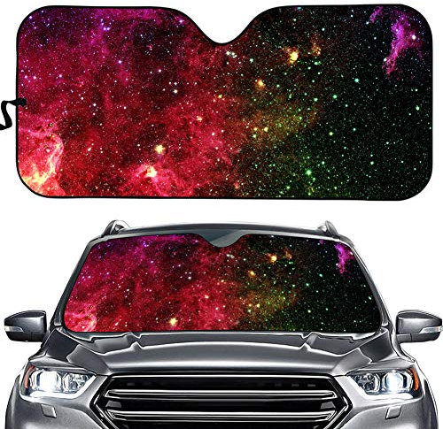 Hixingo Auto Frontscheibe, Sonnenschutz für Windschutzscheibe, Frontscheibenabdeckung mit 3D Universum Motiv, Faltbares Design Auto Sonnenschutz, UV-Schutz, für meisten Autos (rot und Grün)