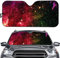 Hixingo Parasol de Coche para Parabrisas, 3D Universo Patrón Parasol Parabrisas Delantero Plegable, Personalizado Automotriz Protección UV, para Mayoría de Coches (Rojo y Verde)
