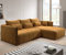 Furnix Ecksofa Yalta mit Schlaffunktion und Bettkasten - Couch L-Form Sofa mit Kissen - Stellfüße in Chromoptik - B245 x H83 x T182 cm, Liegefläche: 147 x 232 cm - MH48 (Gold-Braun)