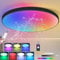 CANMEIJIA Dimmable RGB Ceiling Light,24W 1920LM IP44 Waterproof Bathroom Lights Ceiling with Remote Control,Black Smart Party Flush Ceiling Light for Living Room(3000k~6500k)